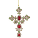 Juego de 6 adornos de cruz de 7" con diamantes de imitación rojos y verdes
