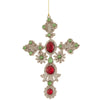 Juego de 6 adornos de cruz de 7" con diamantes de imitación rojos y verdes