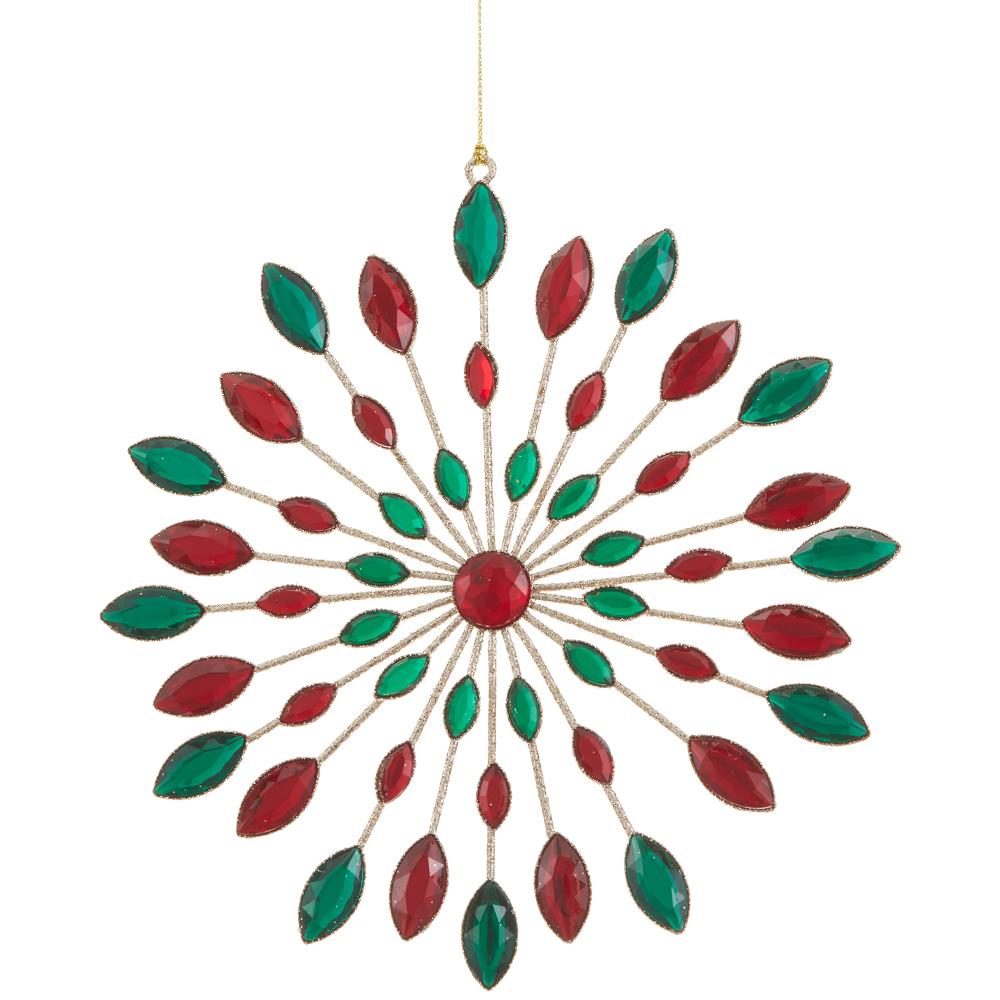 7.5" Glittered Rhinestone Snowflake Ornament Set Of 4