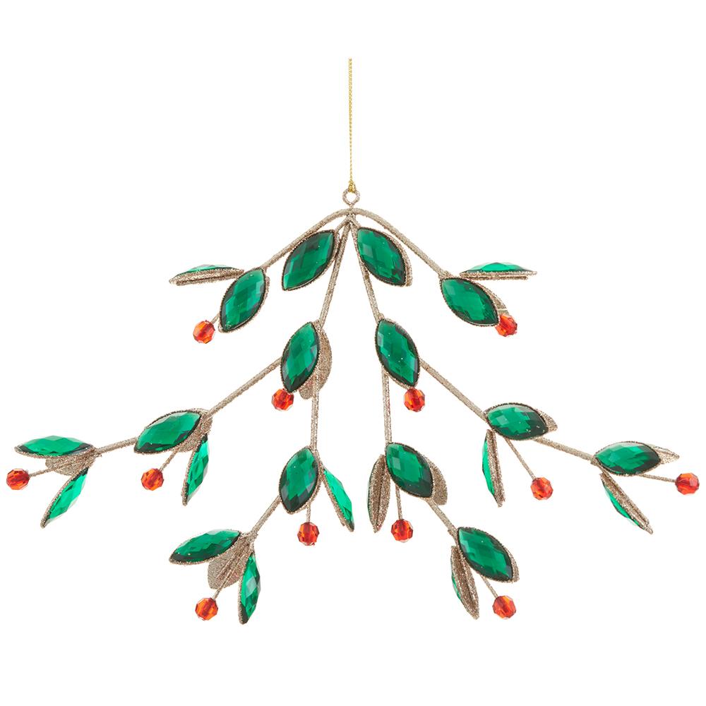 7.5" Holly Rhinestone Ornament Set Of 4