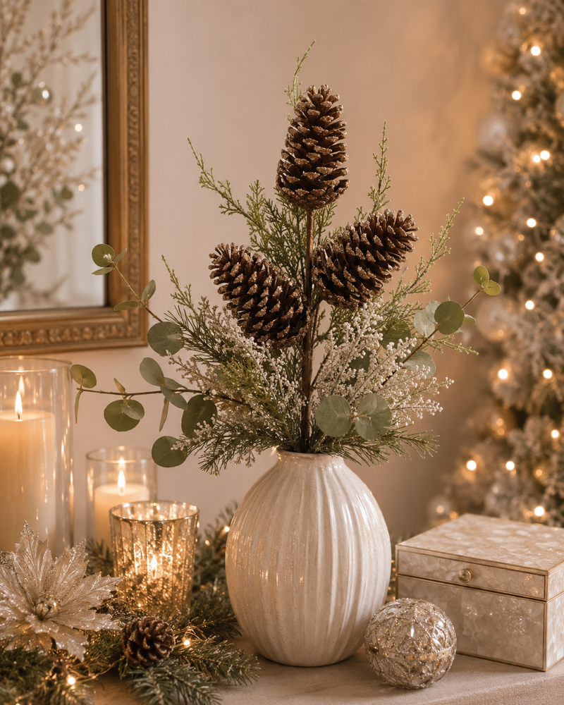 22" Iced Pinecone Spray Set of 4