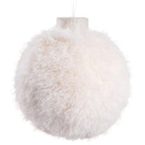 7" White Fur Ball Ornament Set of 4
