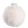 7" White Fur Ball Ornament Set of 4