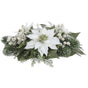 6" X 16" White Poinsettia Berry Candle Holder