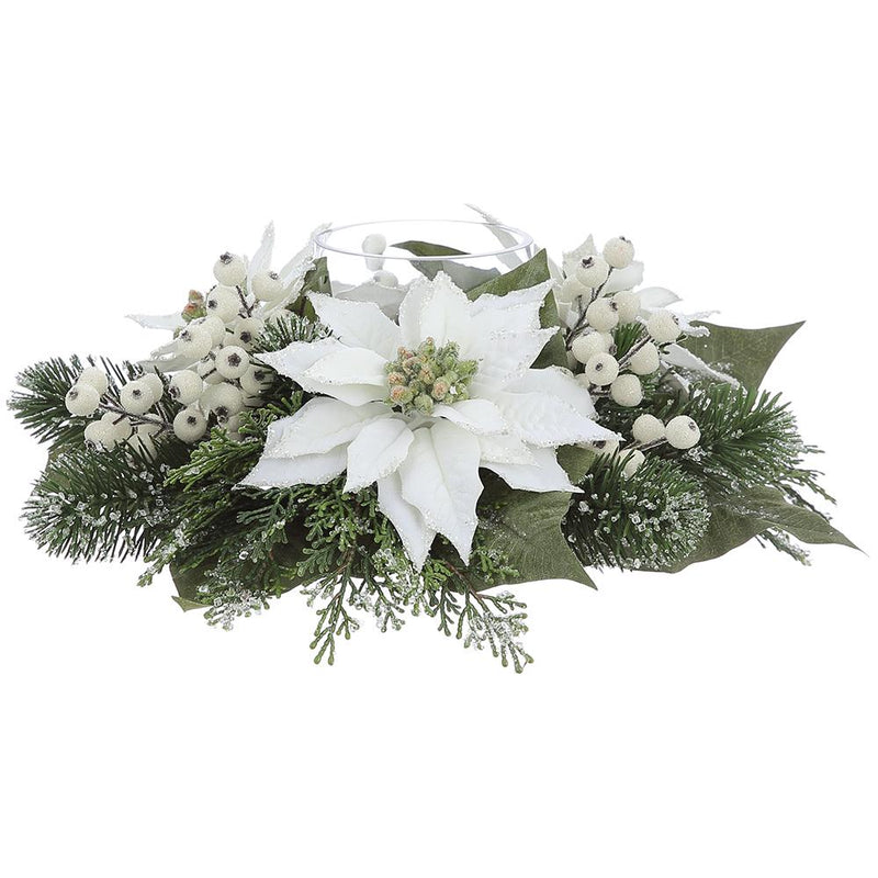 Candelabro para centro de mesa de Nochebuena blanco de 6" X 16"