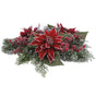 6" X 16" Red Poinsettia Centerpiece Candle Holder