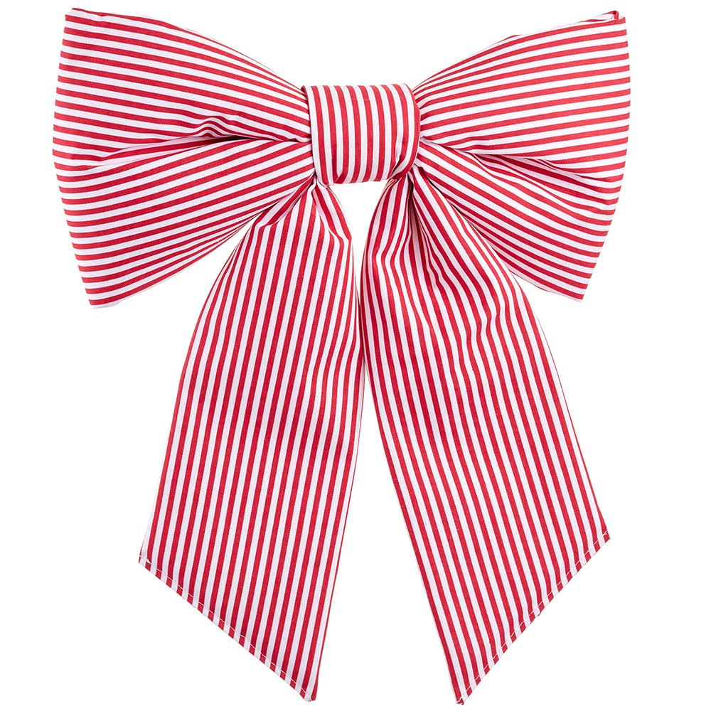 17" X 12" Red & White Stripe Bow With Clip
