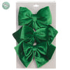 5"- 7" Green Velvet Bow With Clip Set Of 3