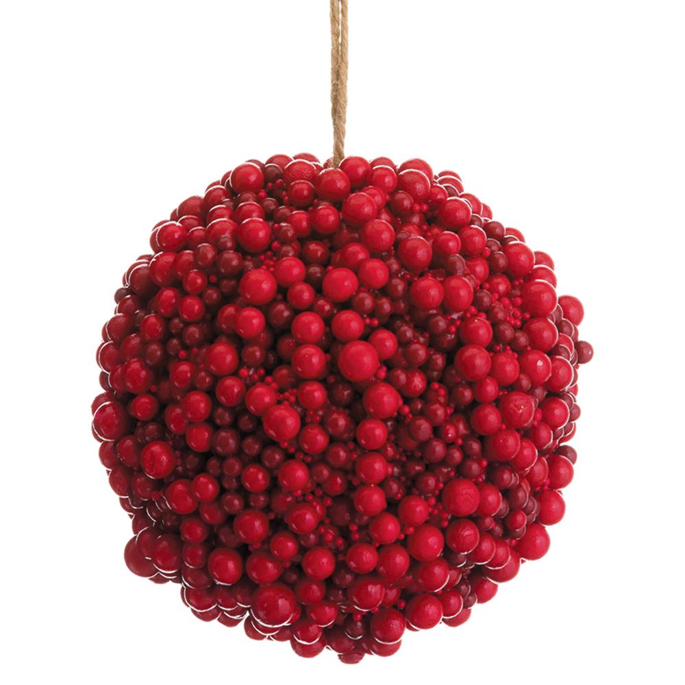 4.5" Red Berry Ball Ornament Set Of 6