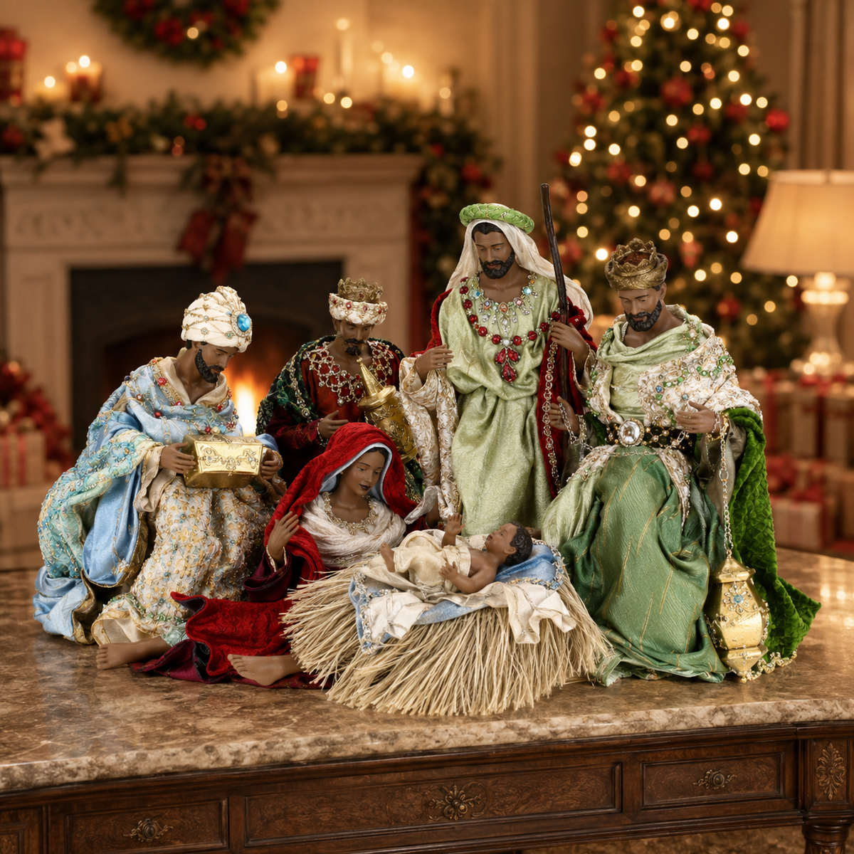 Mark Roberts 13"-27" African American Traditional Nativity Set Of 6