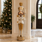 8 FT Gold & White Multi LED Nutcracker