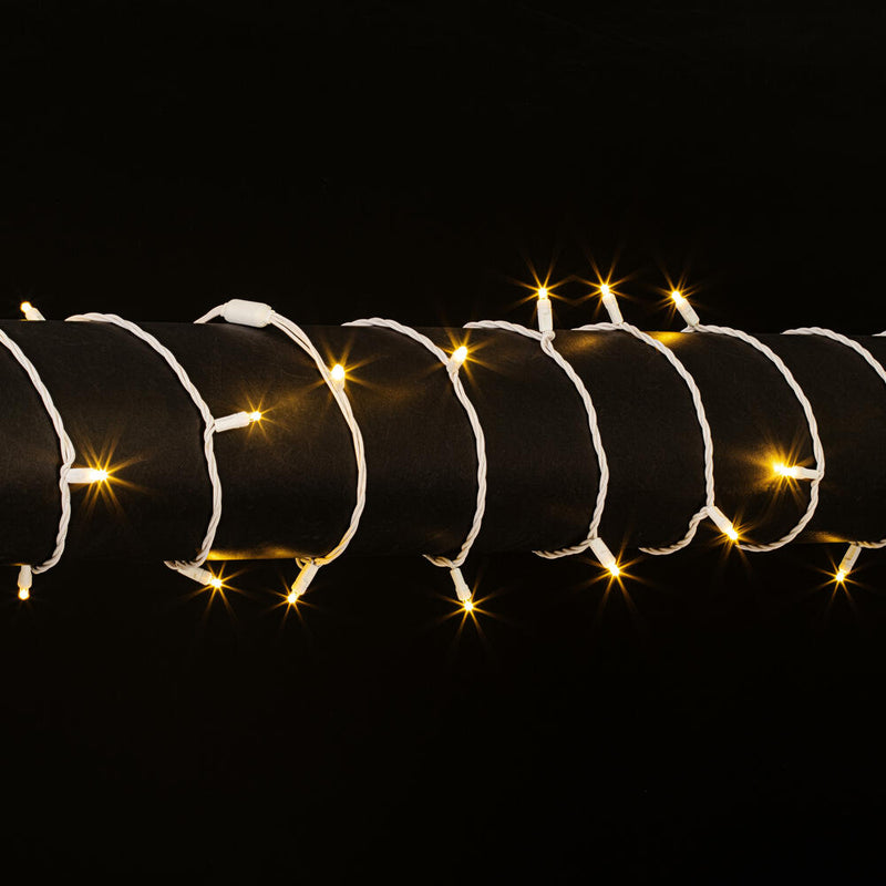 50 luces de cadena LED cóncavas de 5 mm de color blanco cálido con cable blanco