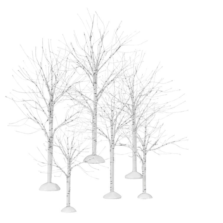Village Accessory Winter Birch Tree Set Of 6