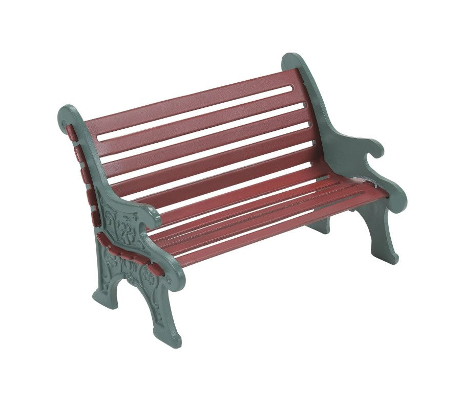 Village Accessory Red Wrought Iron Park Bench