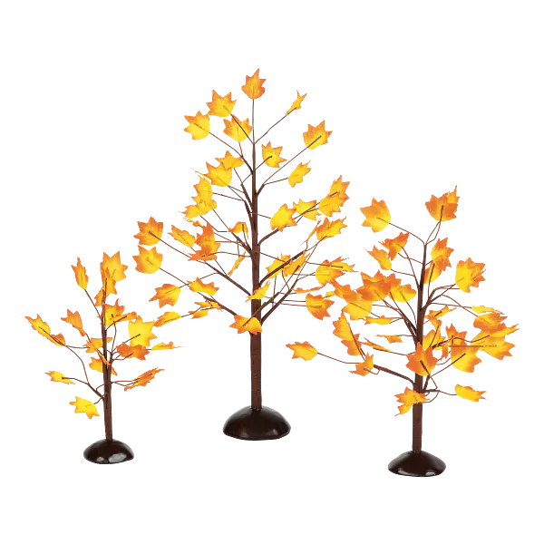 Village Accessory Autumn Maple Trees Set Of 3