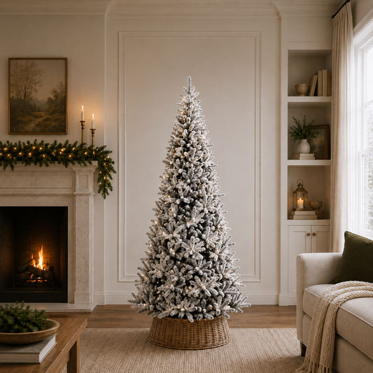 Duke Flocked Tree Pre-Lit Warm White LED Lights