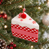 5" Red & White Peppermint Cake Slice Ornament Set of 6