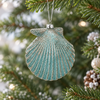 5"- 7" Aqua Gold Glitter Seashell Ornament Assorted Set Of 6