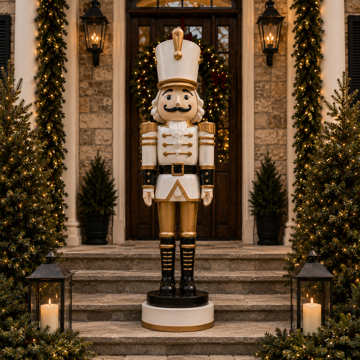 9 FT White & Gold Nutcracker