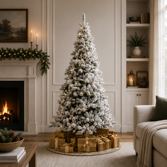 Fluffy Snow Fir Tree Pre-Lit Warm White LED Lights