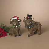10" Lighted Highland Cow Battery Operated Assorted Set of 2