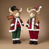3 FT Highland Cow Couple With Holiday Outfits Assorted Set of 2