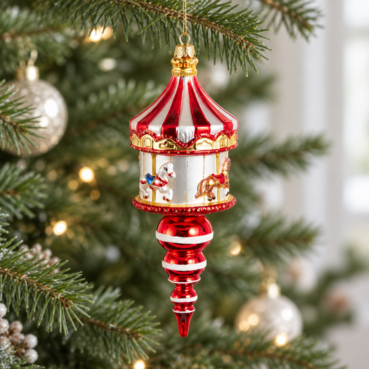 8" Carnival Carousel Finial Ornament Set Of 2