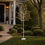 Árbol micro de 5 pies y 480 LED blanco cálido con tronco blanco