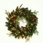 24" Norfolk Pine Wreath Pre Lit Warm White & Multi Color LED Battery Operated