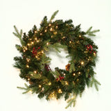 24" Norfolk Pine Wreath Pre Lit Warm White & Multi Color LED Battery Operated