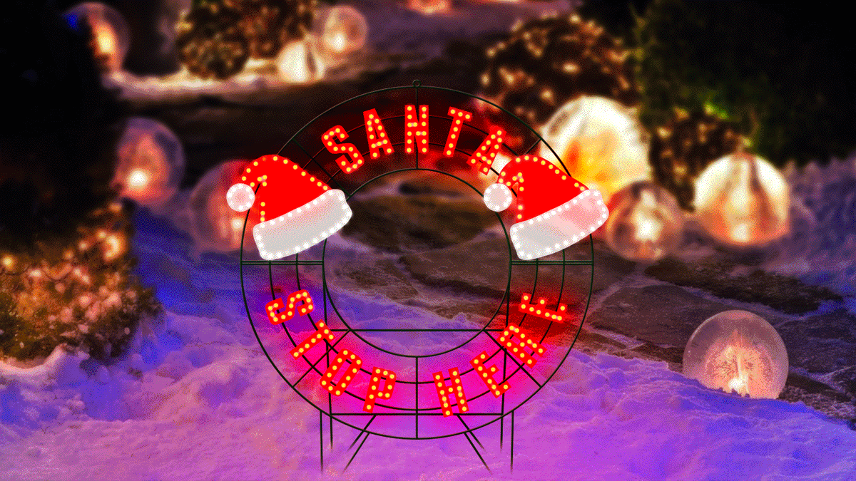 40" 259 LED Santa Stop Here Sign Twinkling Effect