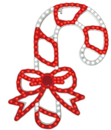 16" Micro LED Candy Cane With Bow With Twinkle Effect