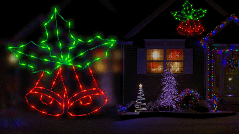 36" 100 LED Holly Berry Bells Twinkling Effect