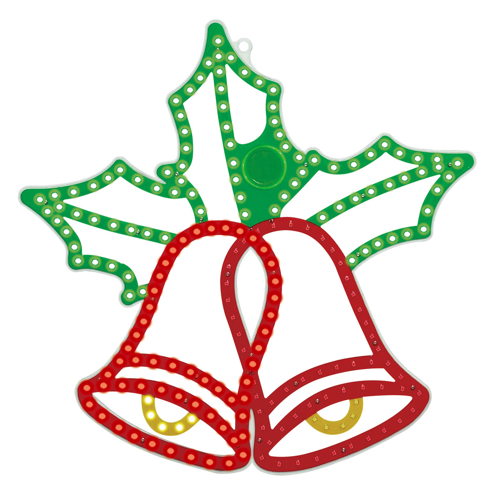 16" 208 LED Micro Holiday Holly Bells Twinkling Effect