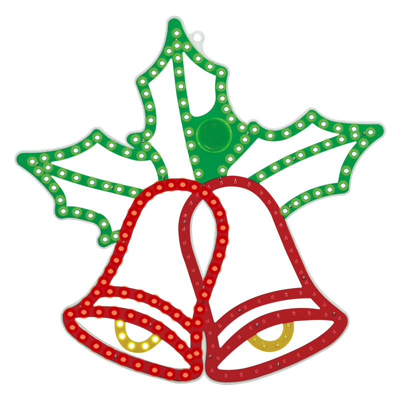 16" 208 LED Micro Holiday Holly Bells Twinkling Effect