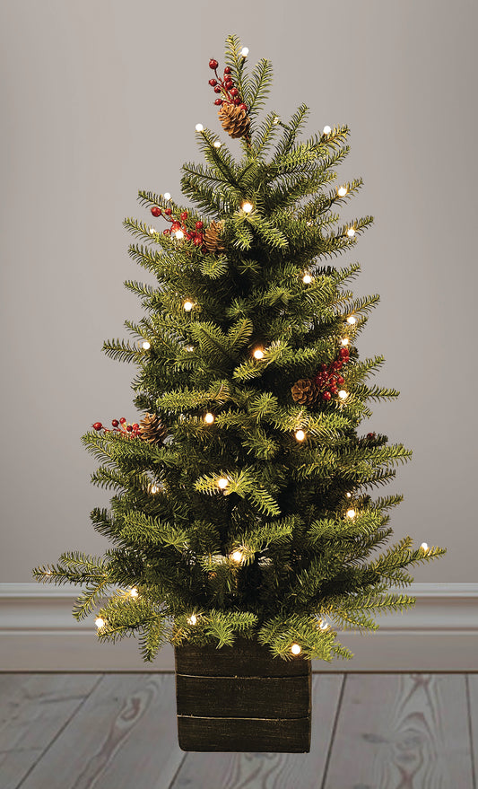 3.5 FT Potted Mountain Tree Pre-Lit Warm White & Multi LED Lights