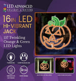 16" 194 LED Jack O' Lantern With Motion Display Twinkling Effect