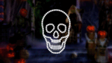 Decorative Skull-shaped LED light on a dark background
