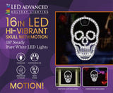 LED Advanced holiday lighting product with skull design on a purple background