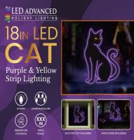 LED cat strip lighting with purple and yellow colors on a dark background