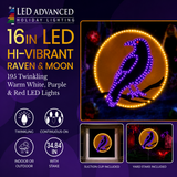 16" 195 LED Raven With Moon Display Twinkling Effect