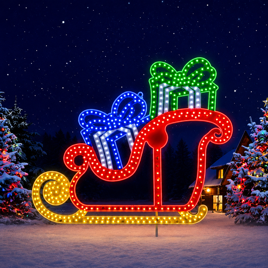 2 FT 396 LED Sleigh With Presents Twinkling Effect