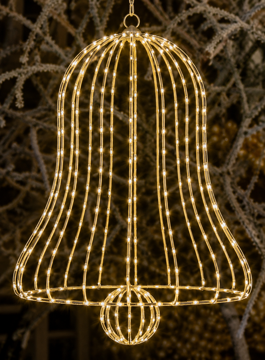 Campana 3D de 16" (40 cm) con 160 LED de efecto brillante en blanco cálido