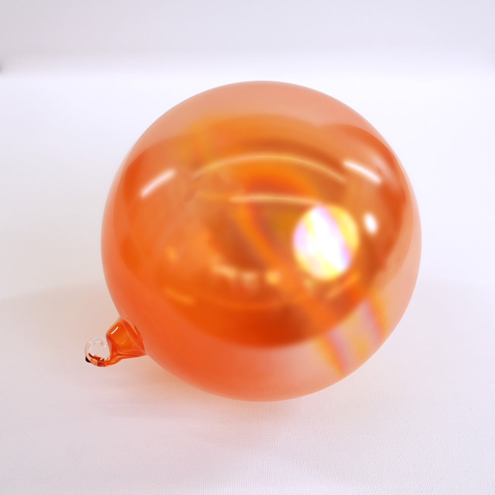 6" Orange Iridescent Bottle Glass Ball Ornament