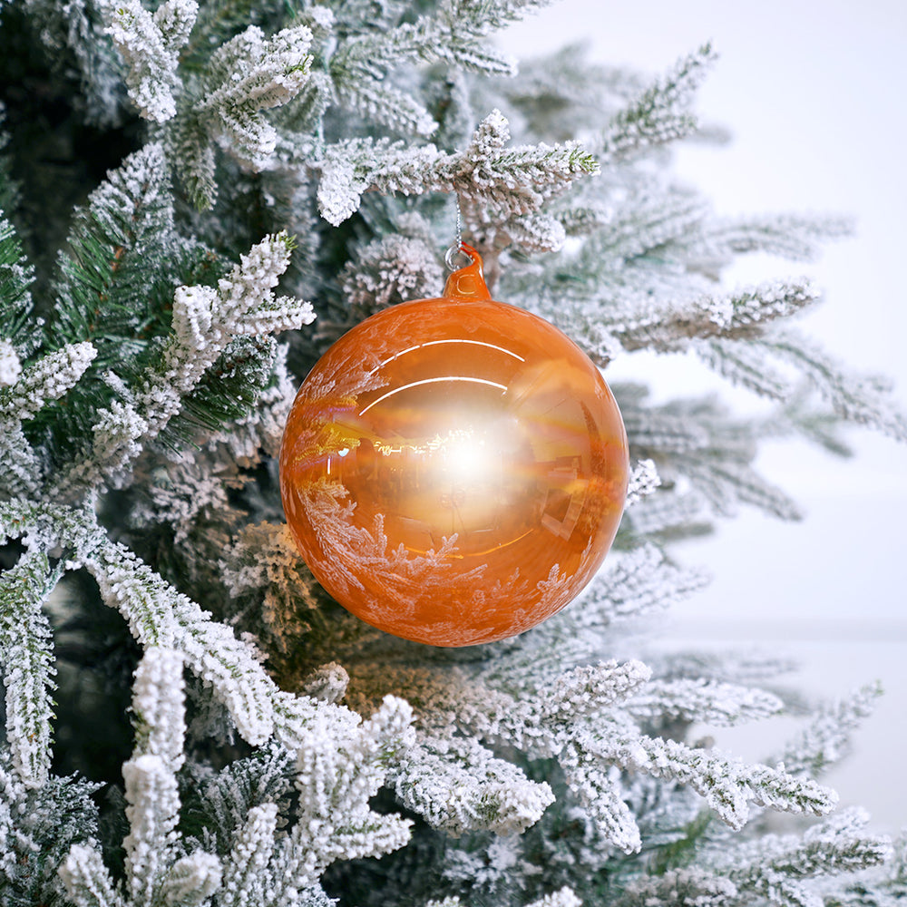 6" Orange Iridescent Bottle Glass Ball Ornament