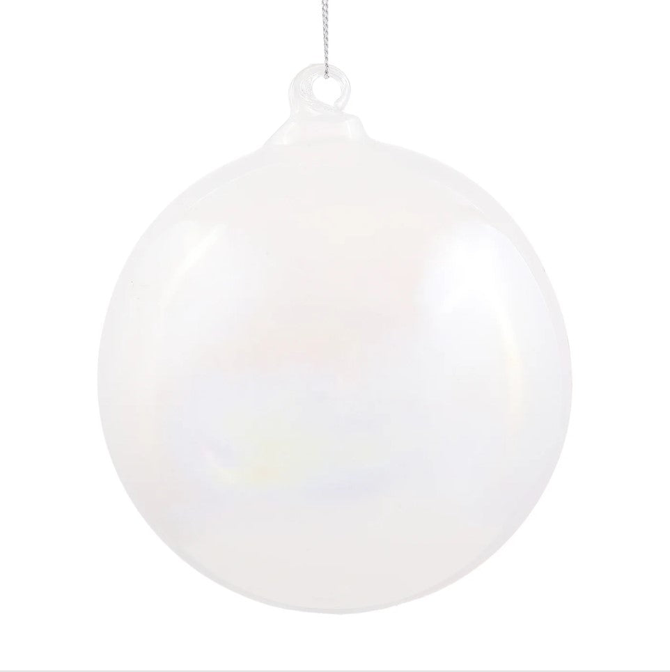 6" White Bottle Glass Ball Ornament