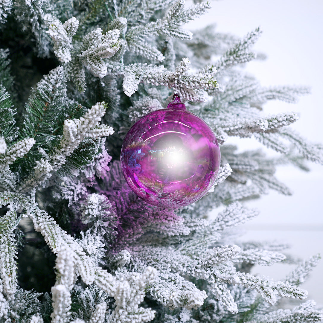 Adorno de bola de cristal de 5" color fucsia