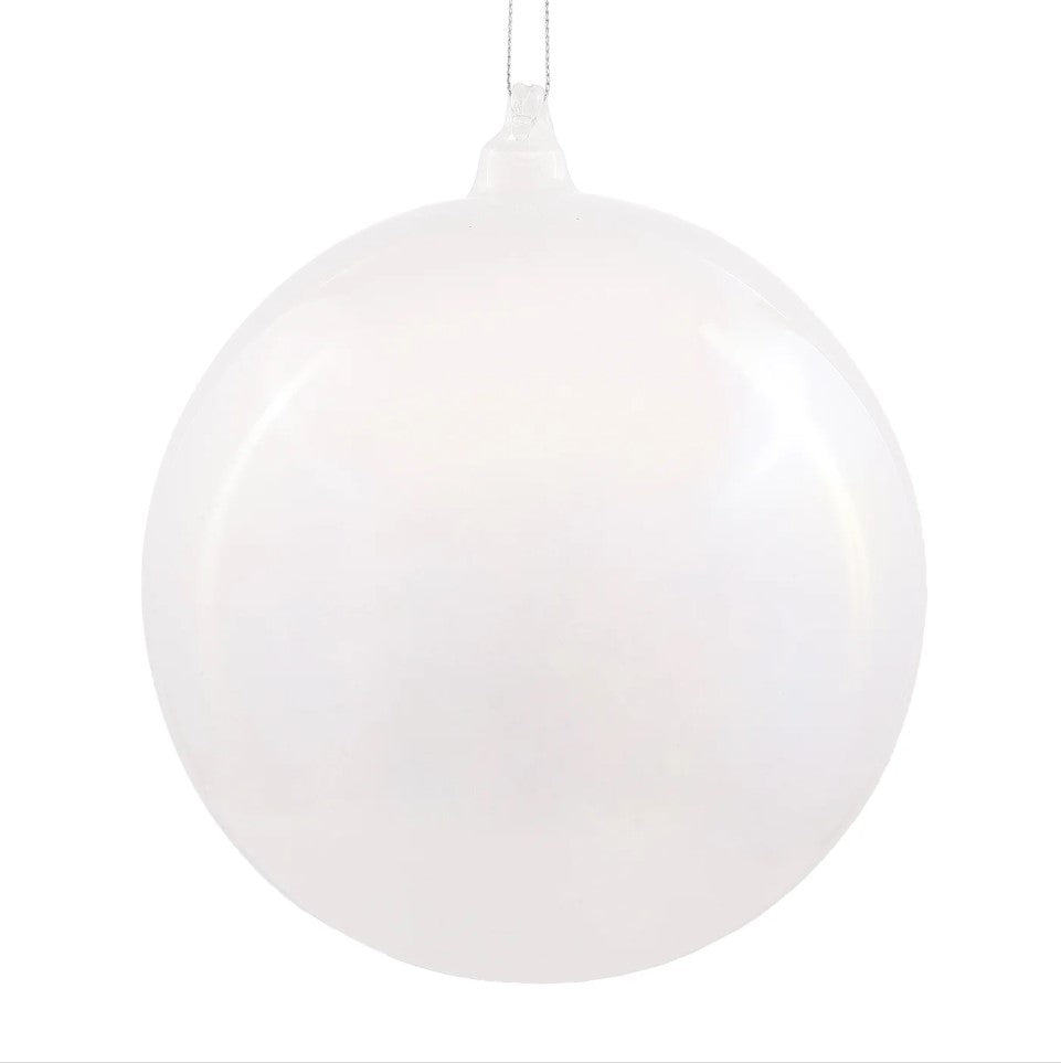 5" White Iridescent Bottle Glass Ball Ornament