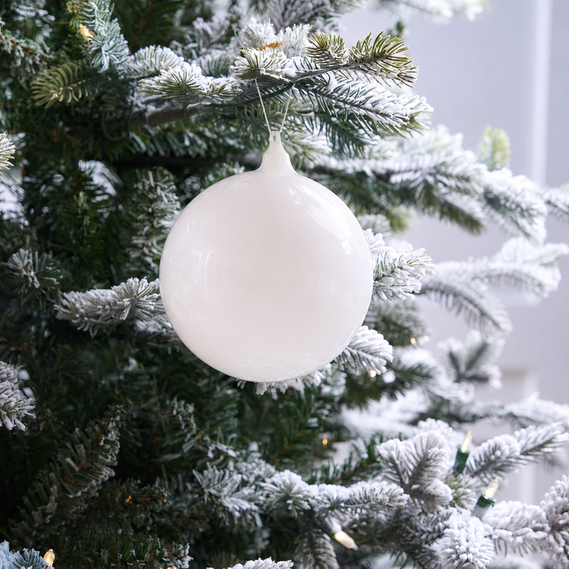 5" White Iridescent Bottle Glass Ball Ornament