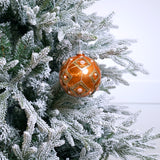 5" Shiny Orange & Gold Pearl Ball Ornament